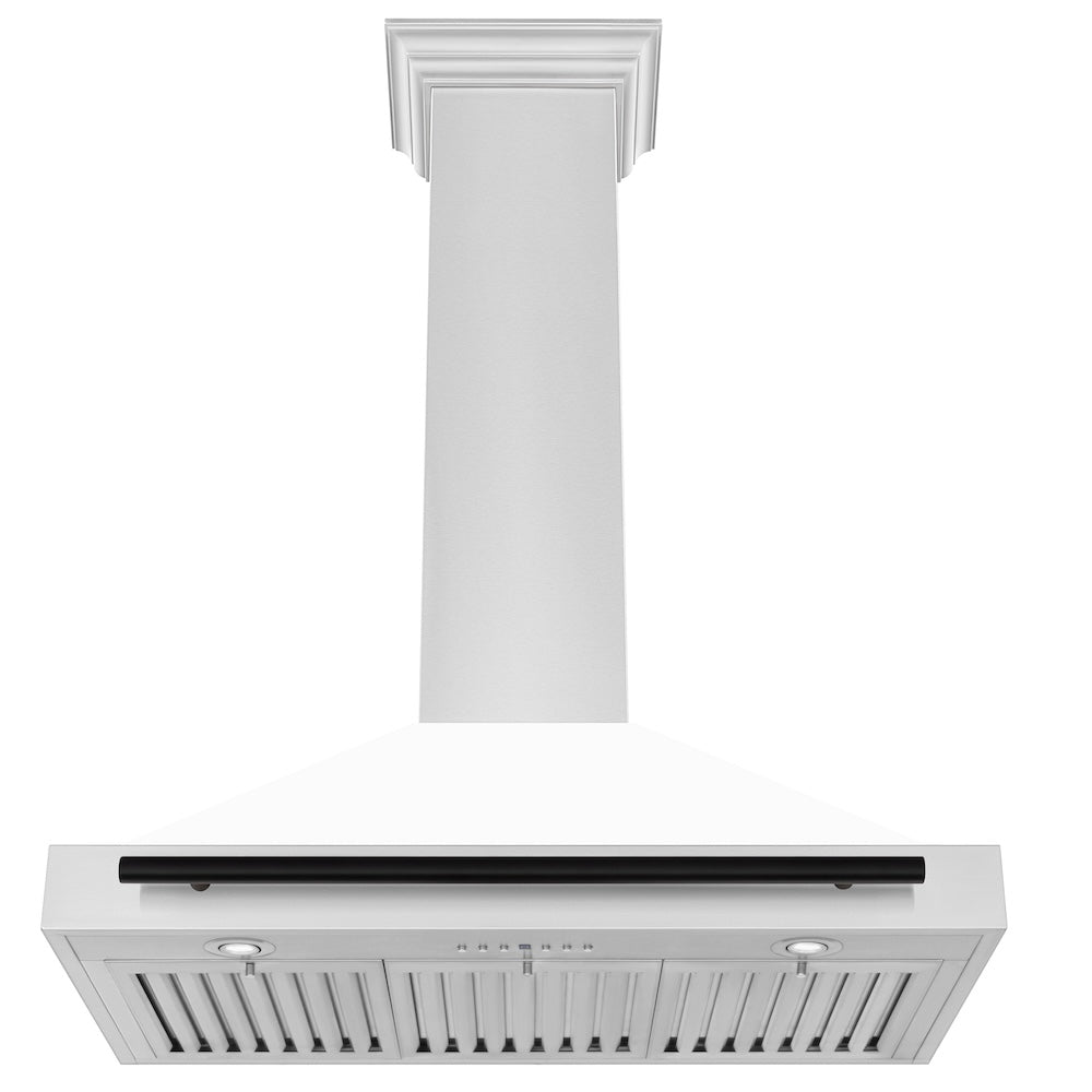 ZLINE 36 in.Autograph Edition Convertible Stainless Steel Range Hood with White Matte Shell and Matte Black Accents (KB4STZ-WM36-MB)