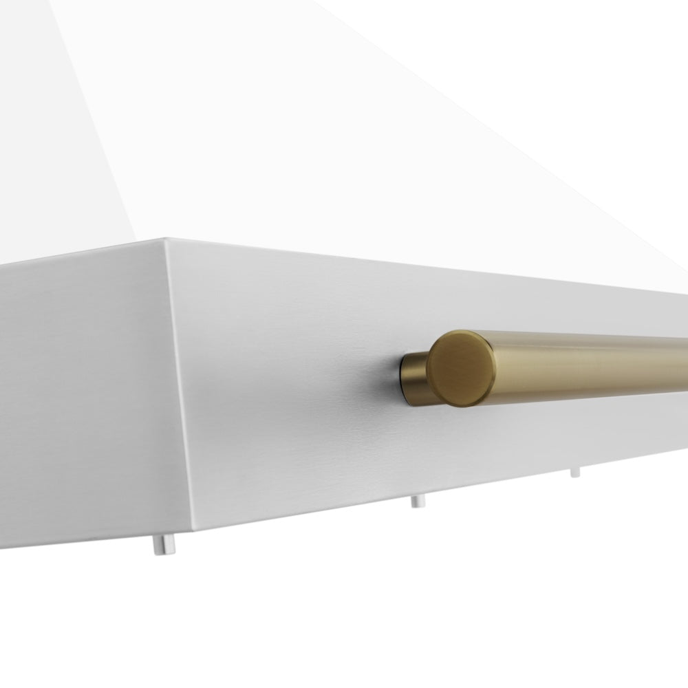 ZLINE 48 in. Autograph Edition Convertible Stainless Steel Range Hood with White Matte Shell and Champagne Bronze Accents (KB4STZ-WM48-CB)