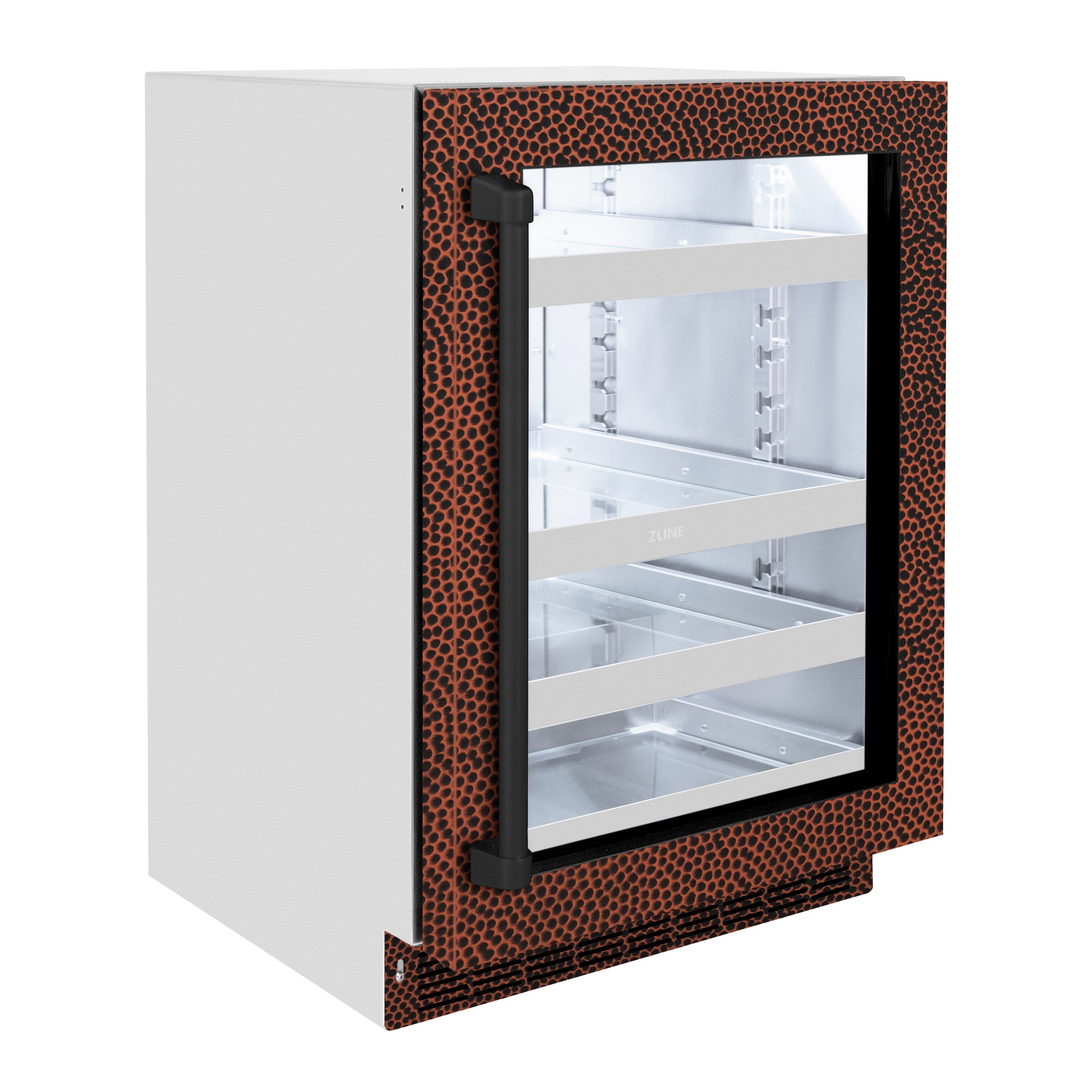 ZLINE 24 in. Touchstone 151 Can Beverage Fridge With Hand Hammered Copper Glass Door (RBSO-HH-24)