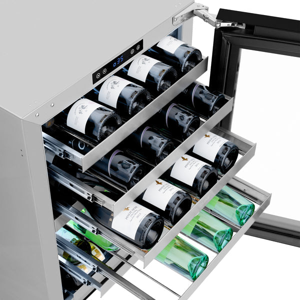 ZLINE 24 in. Touchstone Dual Zone 44 Bottle Wine Cooler With Black Matte Glass Door - RWDO-BLM-24