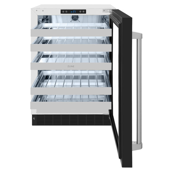 ZLINE 24 in. Touchstone Dual Zone 44 Bottle Wine Cooler With Black Matte Glass Door - RWDO-BLM-24