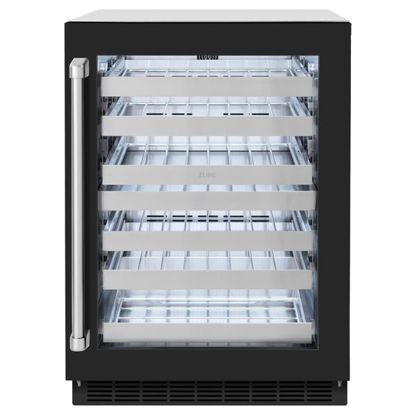 ZLINE 24 in. Touchstone Dual Zone 44 Bottle Wine Cooler With Black Matte Glass Door - RWDO-BLM-24