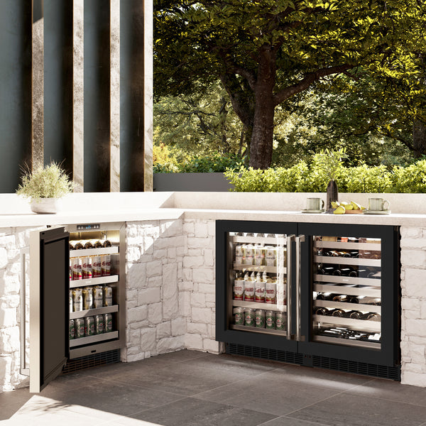 ZLINE 24 in. Touchstone Dual Zone 44 Bottle Wine Cooler With Black Matte Glass Door - RWDO-BLM-24