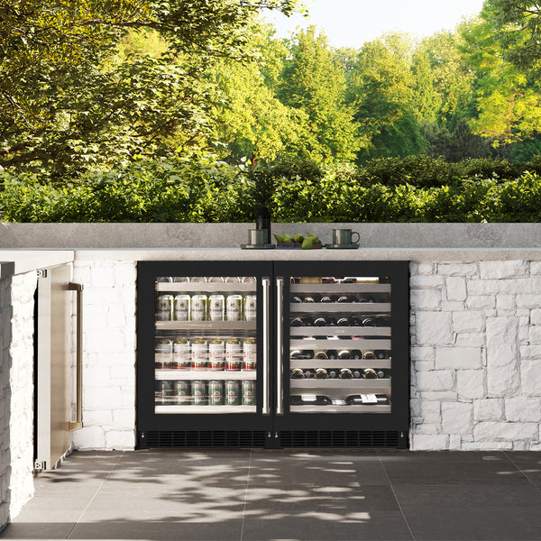 ZLINE 24 in. Touchstone 151 Can Beverage Fridge With Black Matte Glass Door - RBSO-BLM-24