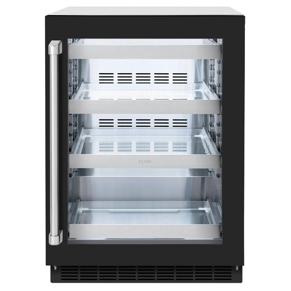 ZLINE 24 in. Touchstone 151 Can Beverage Fridge With Black Matte Glass Door - RBSO-BLM-24
