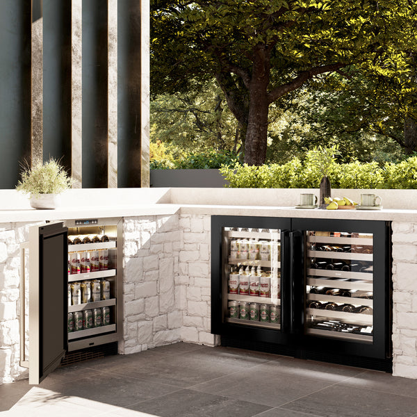 ZLINE 24 in. Touchstone Dual Zone 44 Bottle Wine Cooler With Black Stainless Steel Glass Door - RWDO-BS-24
