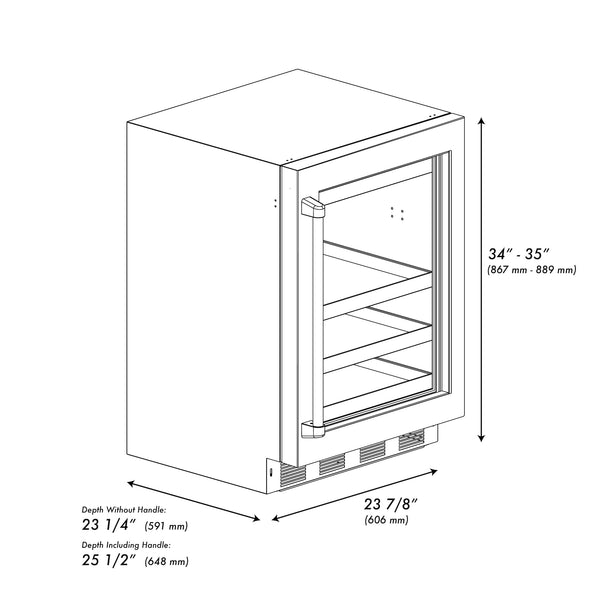 ZLINE 24 in. Touchstone 151 Can Beverage Fridge With Black Stainless Steel Glass Door - RBSO-BS-24