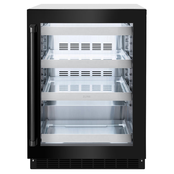 ZLINE 24 in. Touchstone 151 Can Beverage Fridge With Black Stainless Steel Glass Door - RBSO-BS-24