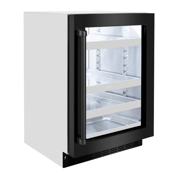 ZLINE 24 in. Touchstone 151 Can Beverage Fridge With Black Stainless Steel Glass Door - RBSO-BS-24