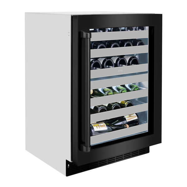 ZLINE 24 in. Touchstone Dual Zone 44 Bottle Wine Cooler With Black Stainless Steel Glass Door - RWDO-BS-24