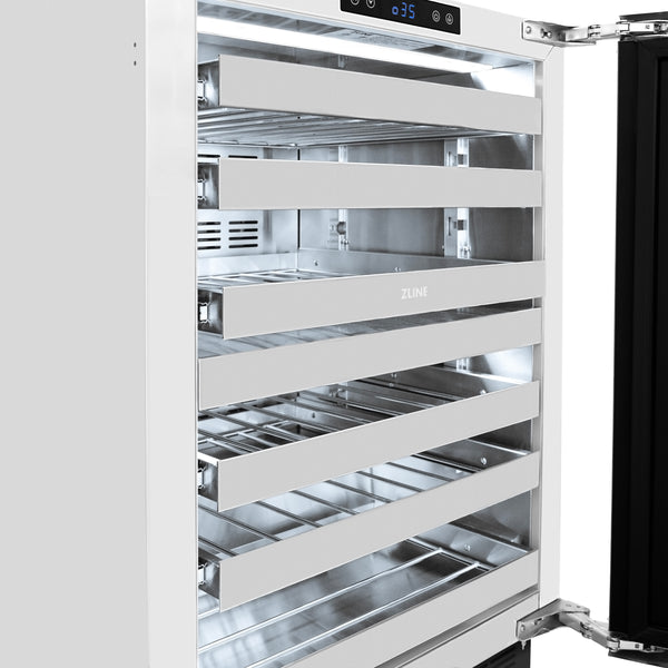 ZLINE 24 in. Touchstone Dual Zone 44 Bottle Wine Cooler With Black Stainless Steel Glass Door - RWDO-BS-24