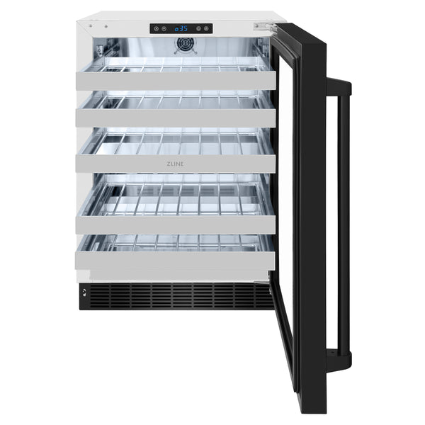 ZLINE 24 in. Touchstone Dual Zone 44 Bottle Wine Cooler With Black Stainless Steel Glass Door - RWDO-BS-24
