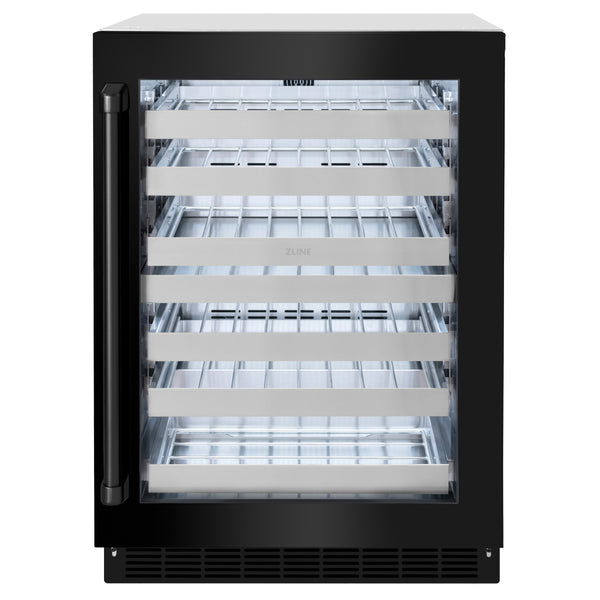 ZLINE 24 in. Touchstone Dual Zone 44 Bottle Wine Cooler With Black Stainless Steel Glass Door - RWDO-BS-24