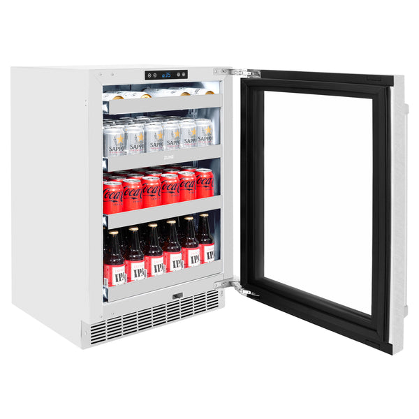 ZLINE 24 in. Touchstone 151 Can Beverage Fridge With DuraSnow® Stainless Steel Glass Door RBSO-SN-24