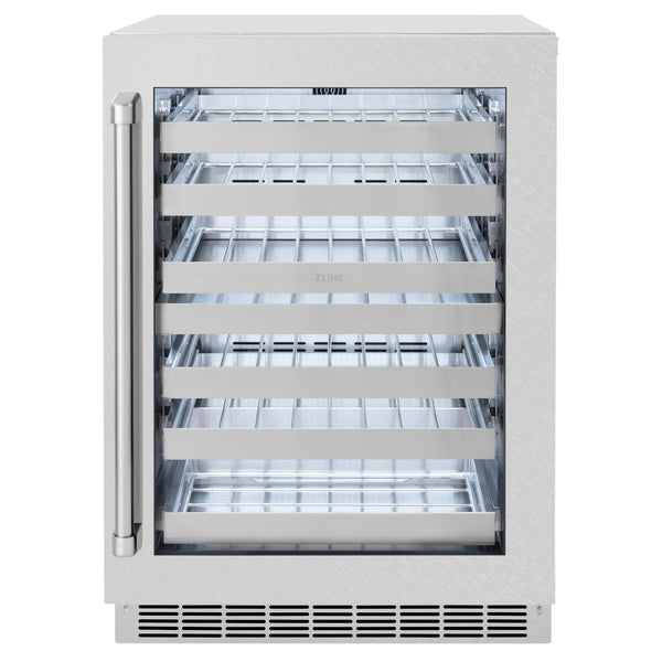 ZLINE 24 in. Touchstone Dual Zone 44 Bottle Wine Cooler With DuraSnow® Stainless Steel Glass Door - RWDO-SN-24