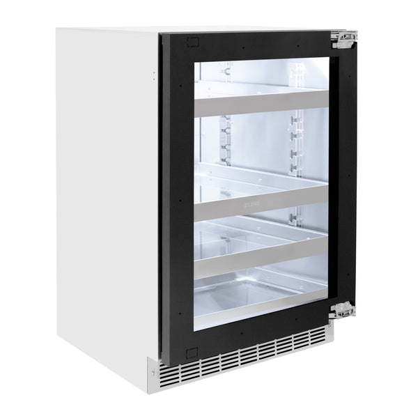ZLINE 24 In. Touchstone Beverage Fridge with Panel-Ready Glass Door and Polished Gold Handle (RBSPOZ-24-G)