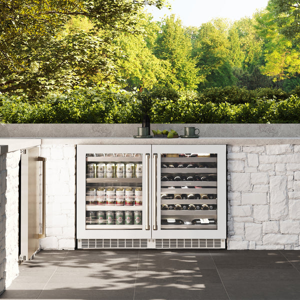 ZLINE 24 in. Touchstone Dual Zone 44 Bottle Wine Cooler With White Matte Glass Door - RWDO-WM-24