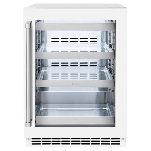 ZLINE 24 in. Touchstone 151 Can Beverage Fridge With White Matte Glass Door - RBSO-WM-24