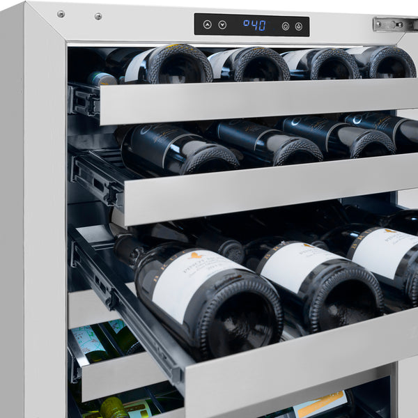 ZLINE 24 in. Touchstone Dual Zone 44 Bottle Wine Cooler With White Matte Glass Door - RWDO-WM-24