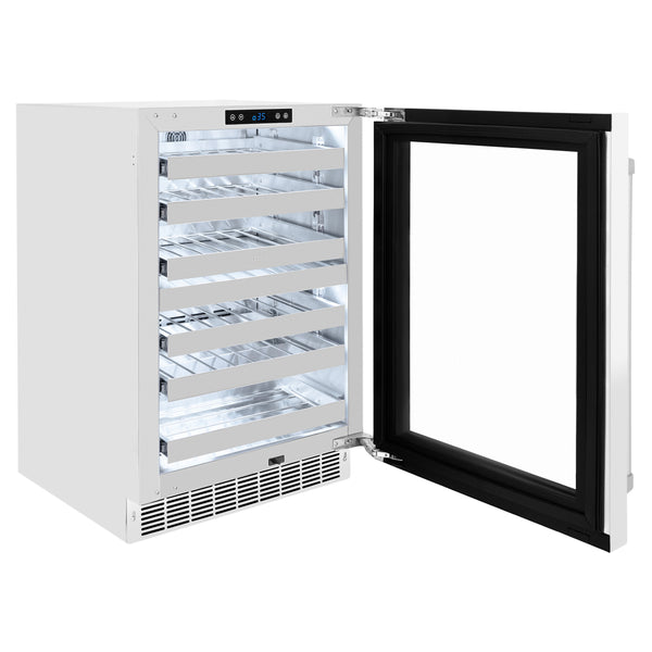 ZLINE 24 in. Touchstone Dual Zone 44 Bottle Wine Cooler With White Matte Glass Door - RWDO-WM-24