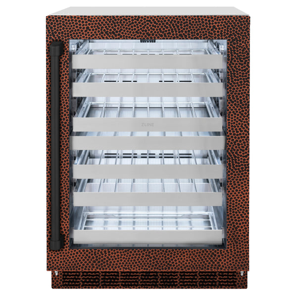ZLINE 24 in. Touchstone Dual Zone 44 Bottle Wine Cooler with Hand Hammered Copper Glass Door (RWDO-HH-24)