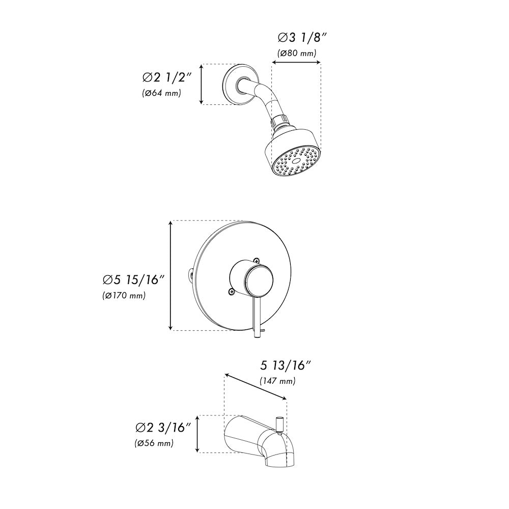 ZLINE Rubicon Modern Shower System in Matte Black (RBCN2-SHS-MB)
