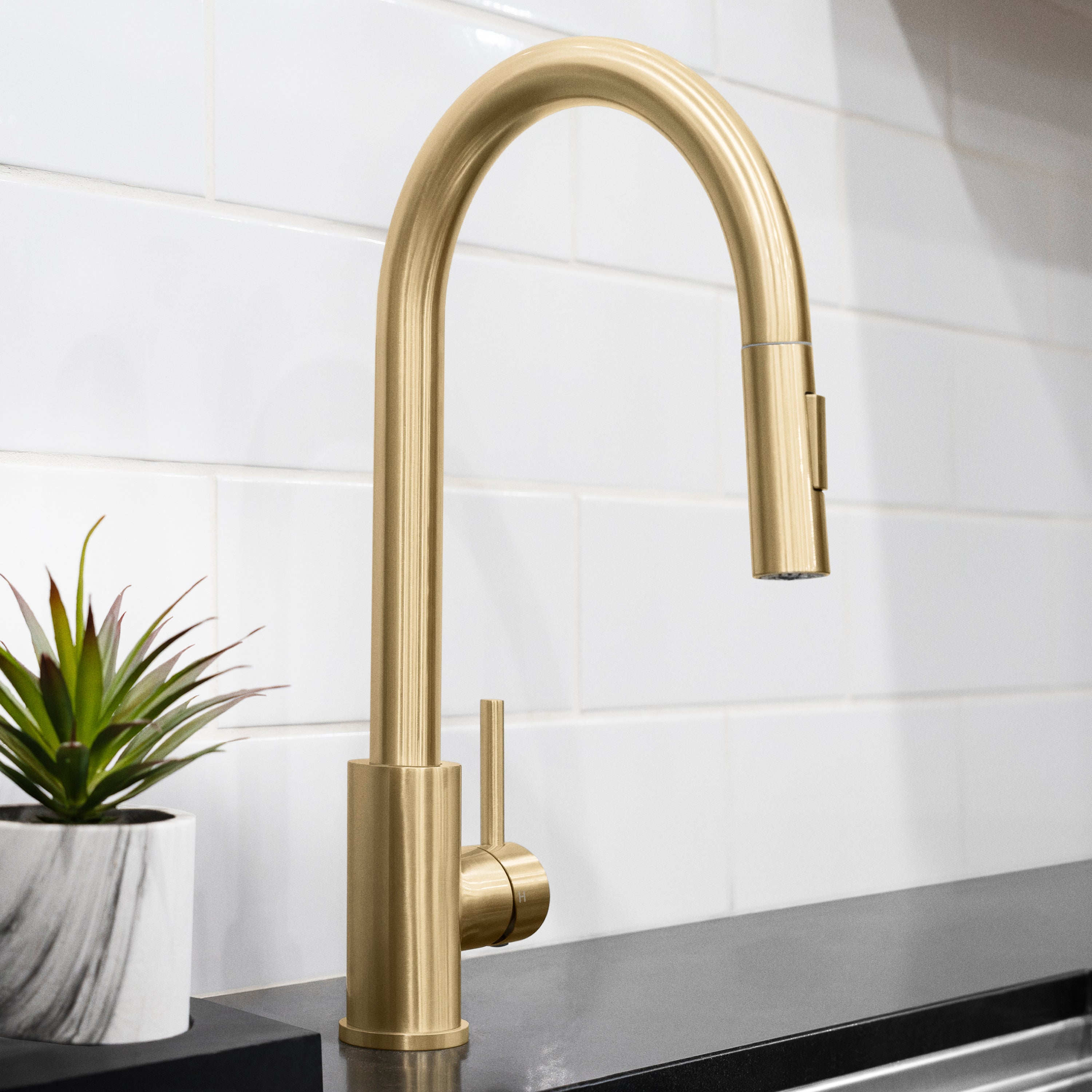 ZLINE Rubicon Pull Down Single Handle Kitchen Faucet in Champagne Bronze (RBCN1-KF-CB)