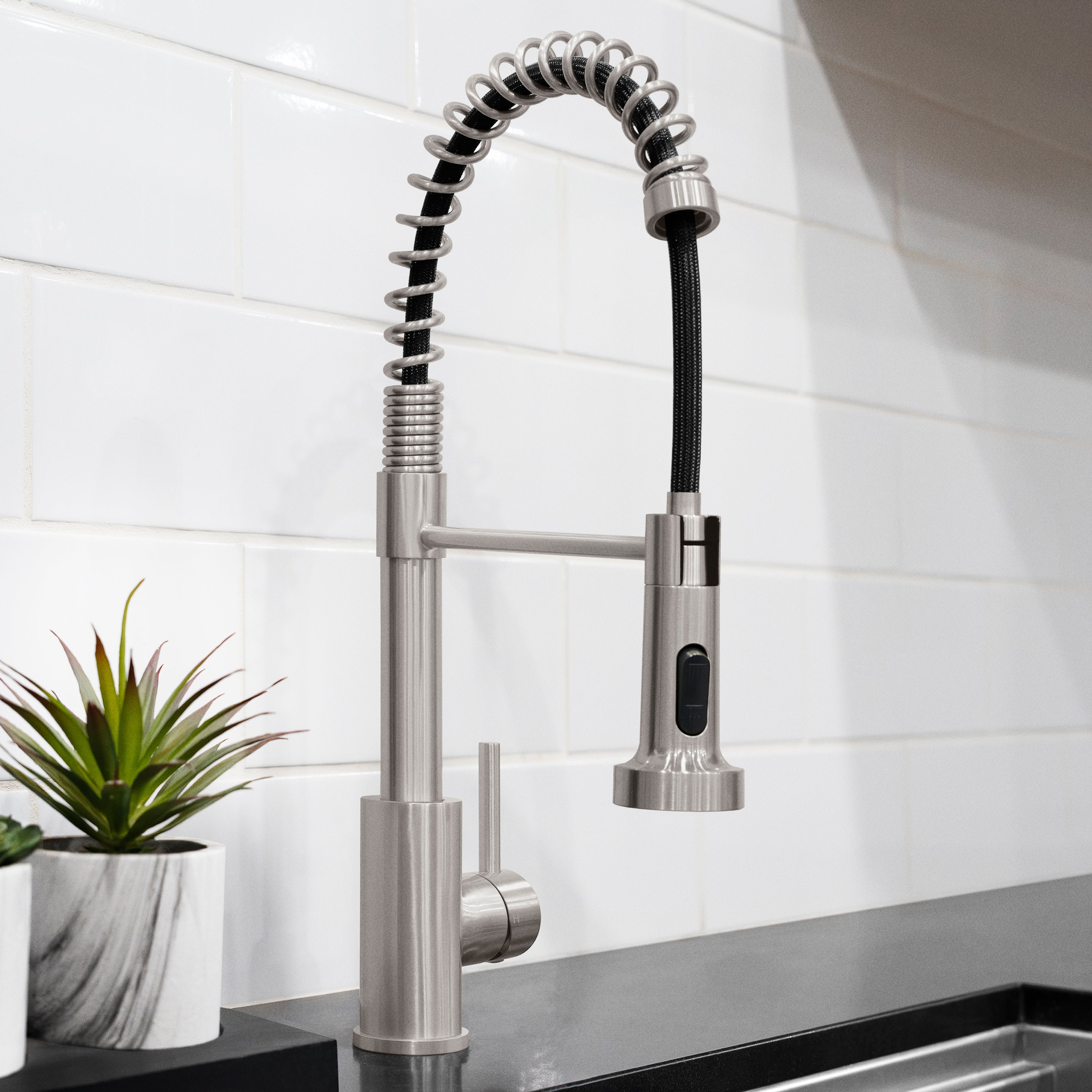 ZLINE Rubicon Pull Down Spring Spray Wand Kitchen Faucet in Brushed Nickel (RBCN2-KF-BN)