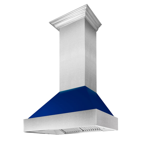 36" Ducted Fingerprint Resistant Stainless Steel Range Hood with Blue Gloss Shell (8654BG-36)