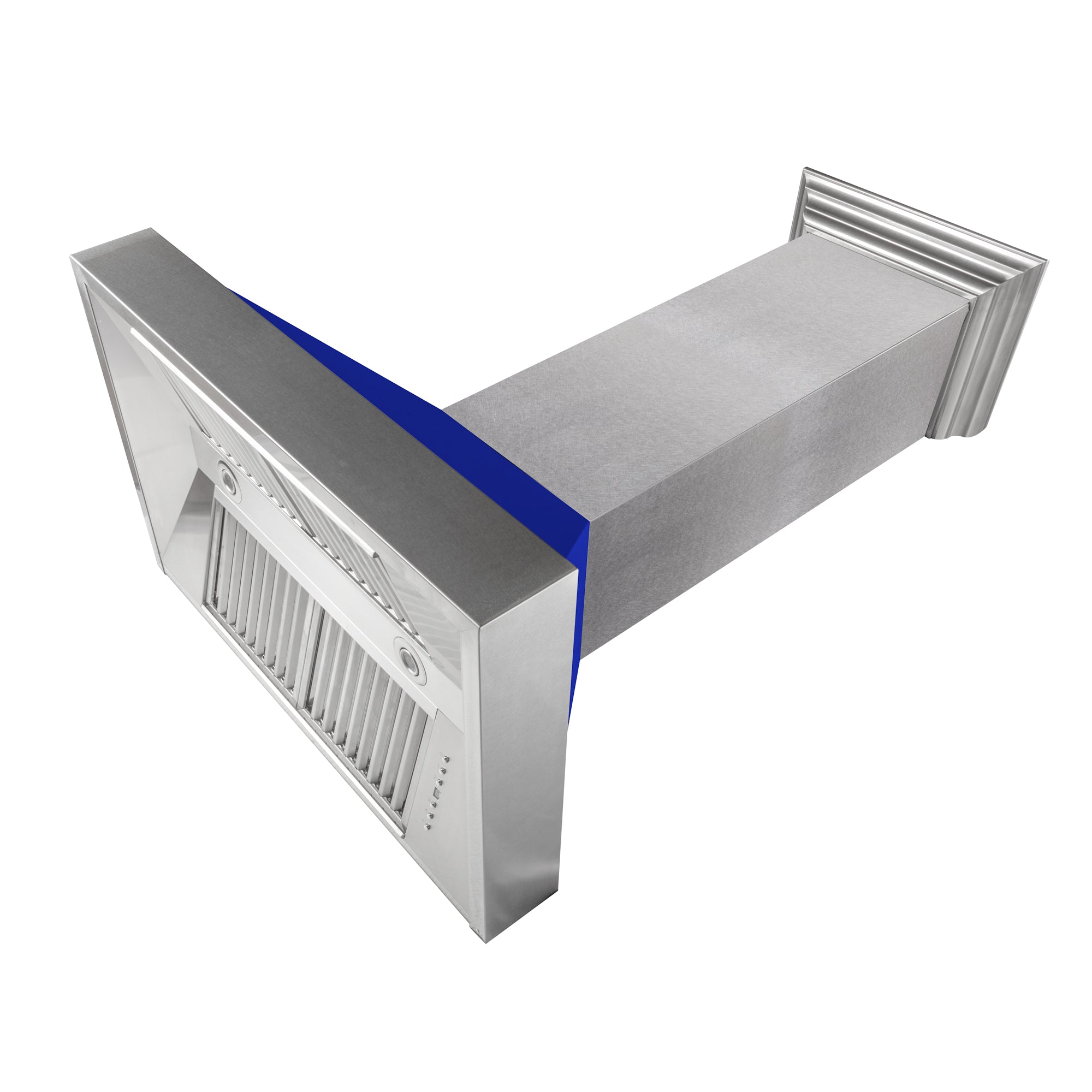 48" Ducted Fingerprint Resistant Stainless Steel Range Hood with Blue Matte Shell (8654BM-48)