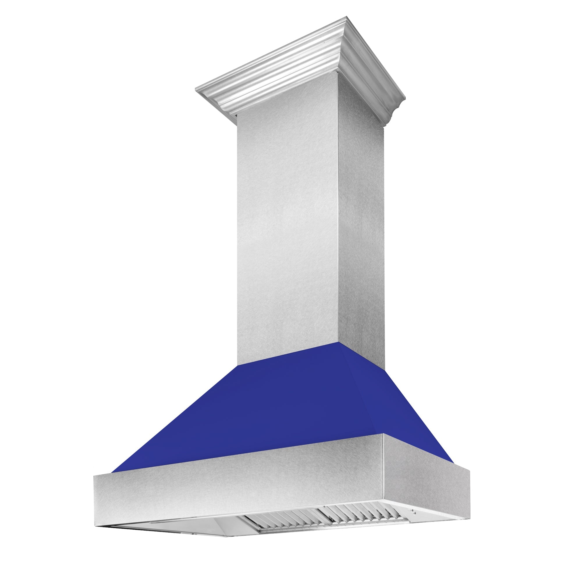 48" Ducted Fingerprint Resistant Stainless Steel Range Hood with Blue Matte Shell (8654BM-48)