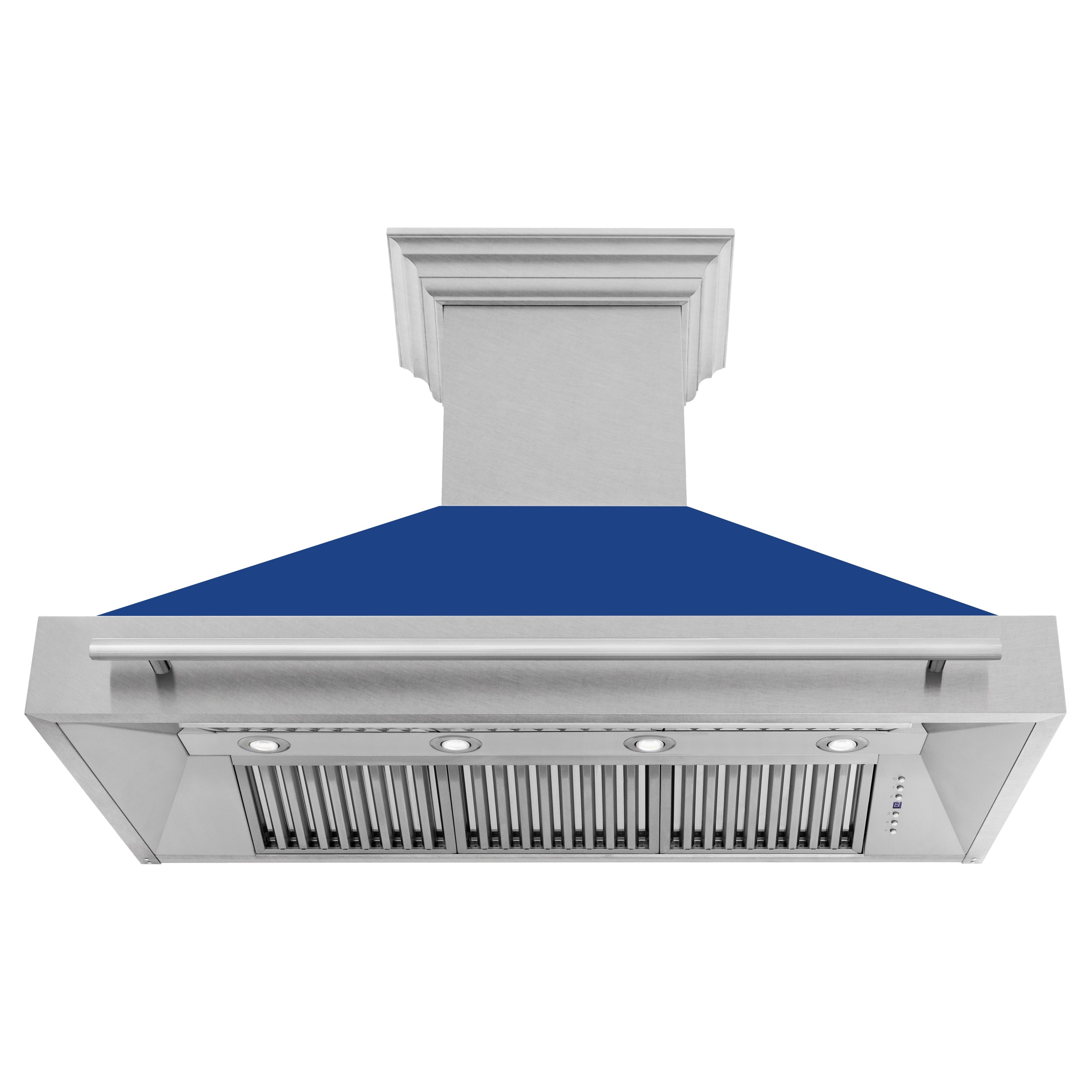 ZLINE 48" Fingerprint Resistant Stainless Steel Range Hood with Blue Matte Shell (8654SNX-BM48)
