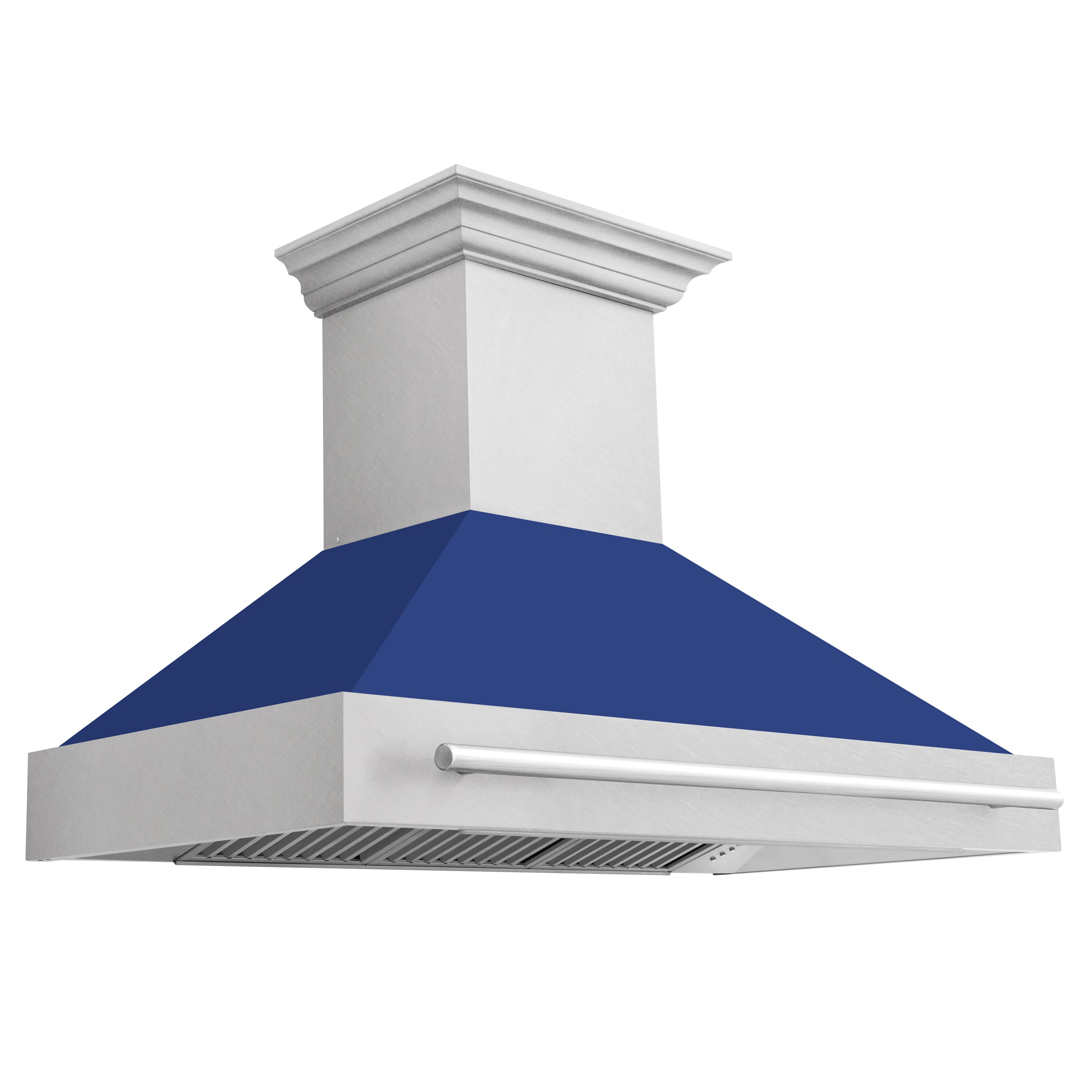 ZLINE 48" Fingerprint Resistant Stainless Steel Range Hood with Blue Matte Shell (8654SNX-BM48)