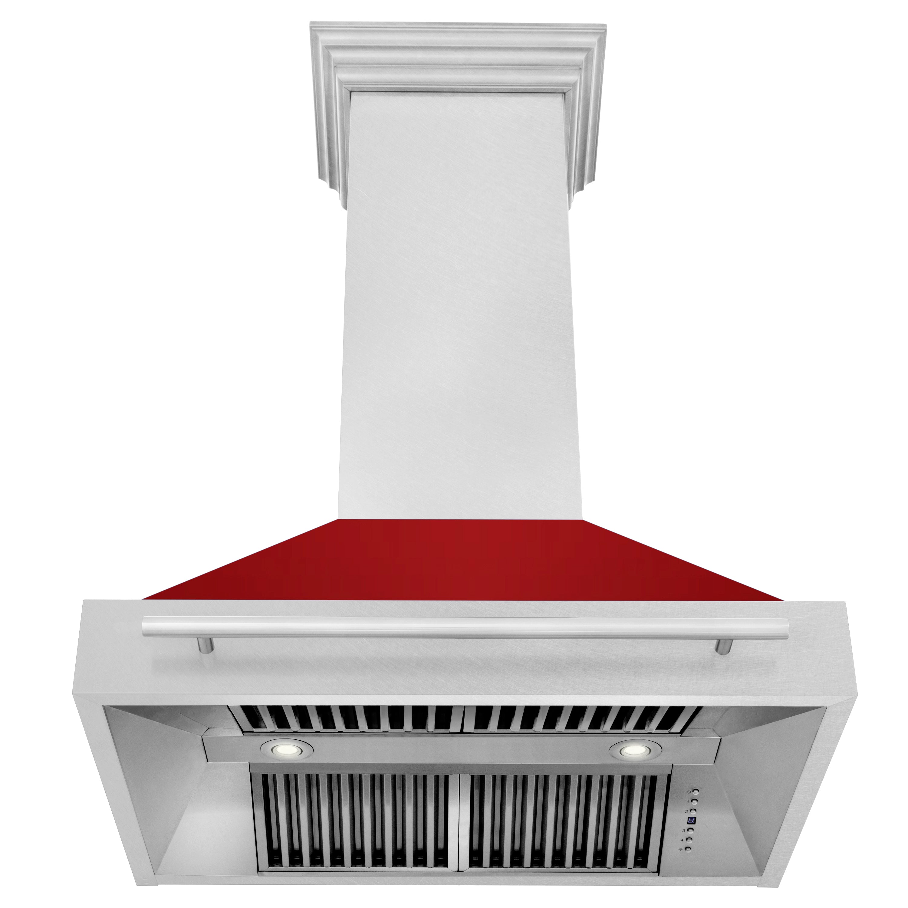 ZLINE 36" Fingerprint Resistant Stainless Steel Range Hood with Red Gloss Shell (8654SNX-RG36)