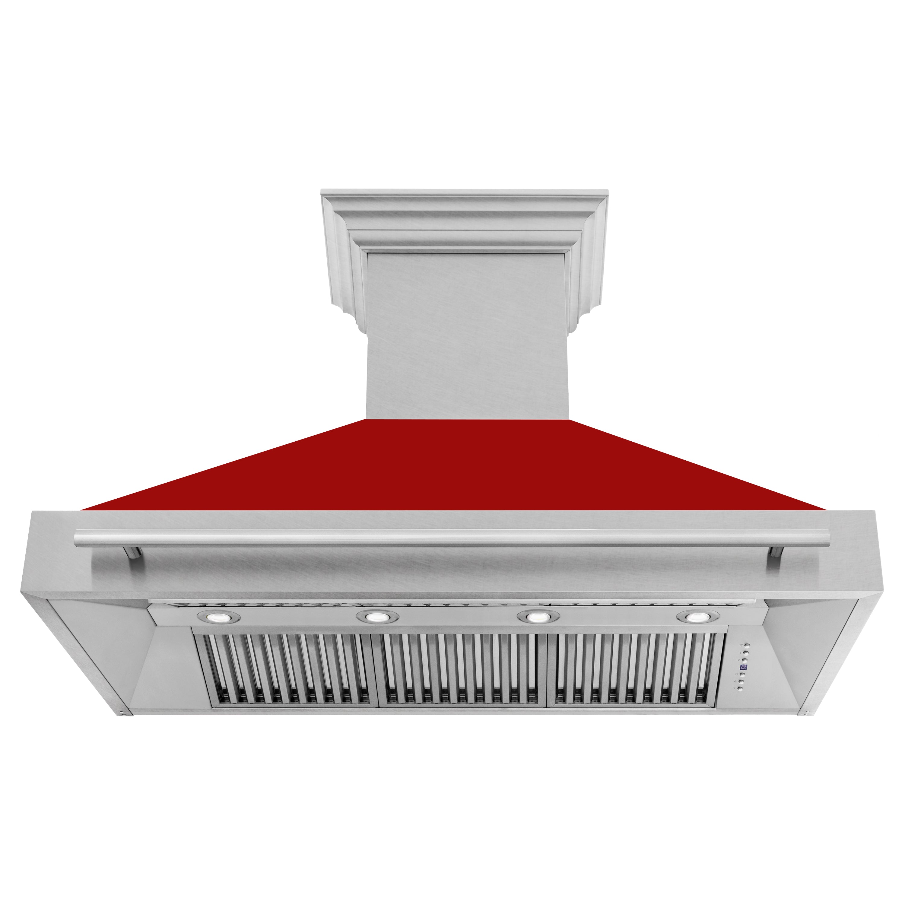 ZLINE 48" Fingerprint Resistant Stainless Steel Range Hood with Red Gloss Shell (8654SNX-RG48)