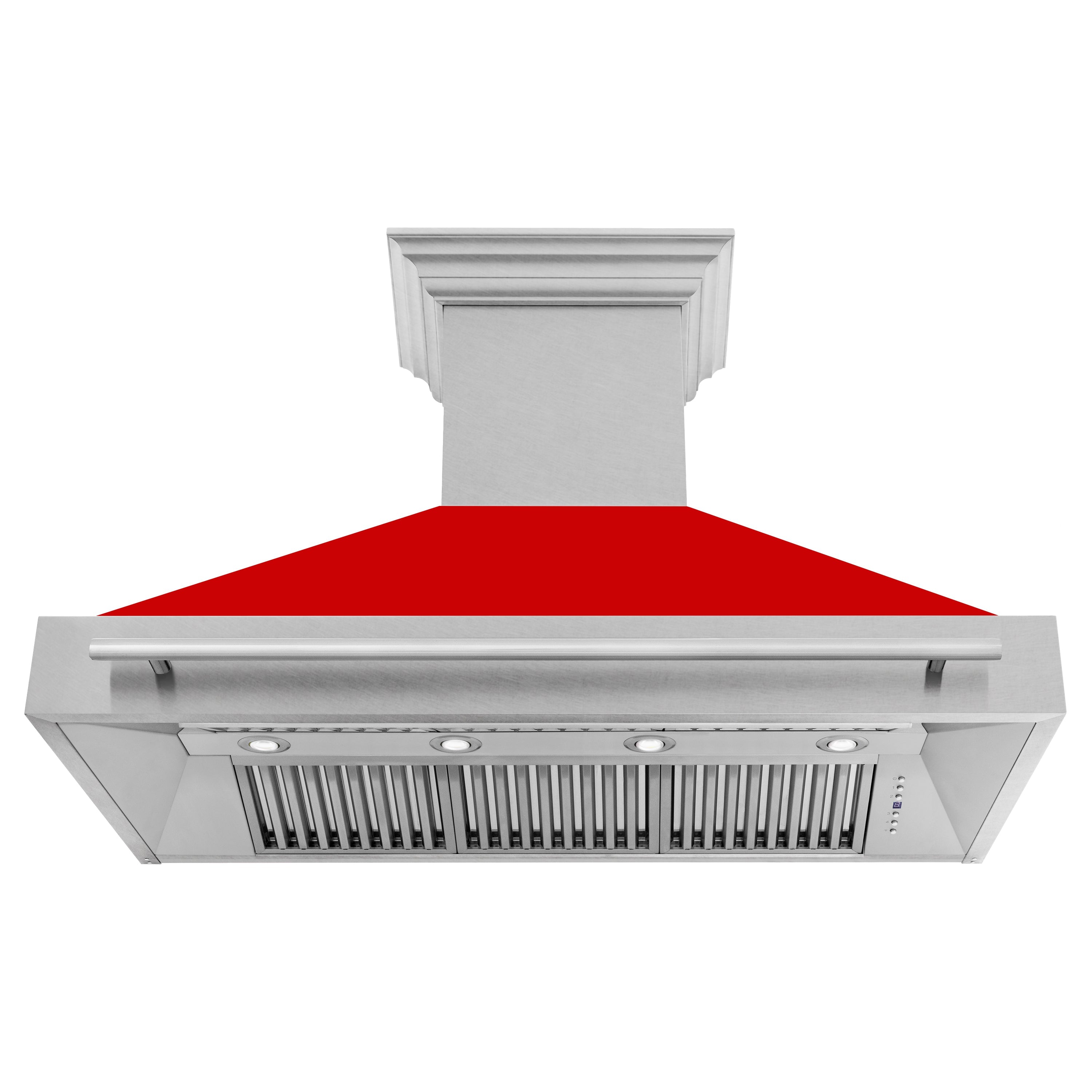 ZLINE 48" Fingerprint Resistant Stainless Steel Range Hood with Red Matte Shell (8654SNX-RM48)