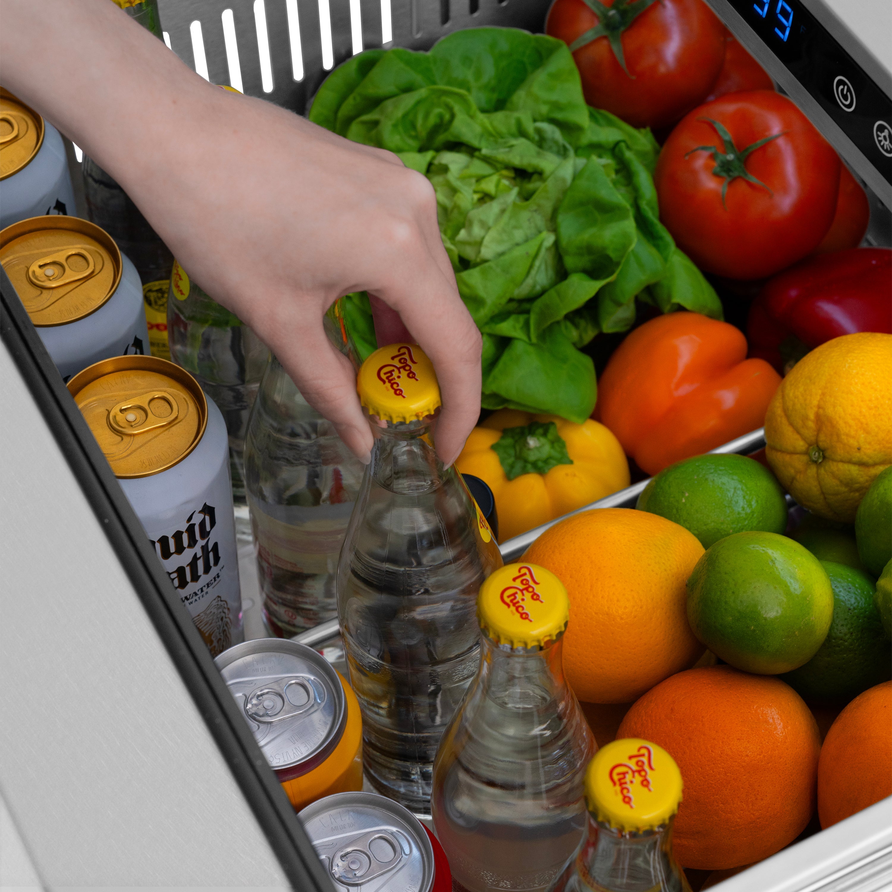 ZLINE 24 in. Touchstone 168 Can Outdoor-Rated Dual Refrigerator Drawer with Satin Stainless Steel Doors (RDSO-SN-24)