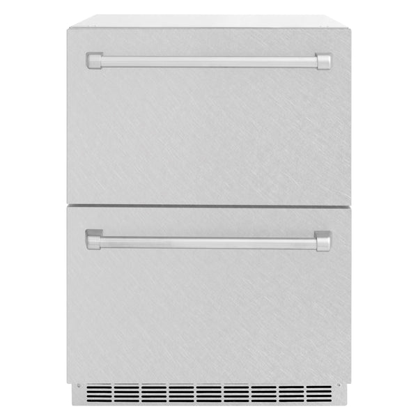 ZLINE 24 in. Touchstone 168 Can Outdoor-Rated Dual Refrigerator Drawer with Satin Stainless Steel Doors (RDSO-SN-24)