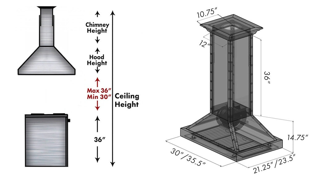 ZLINE 30 in. Designer Series Satin Stainless Steel Island Range Hood (KB2i-4SSXS-30)