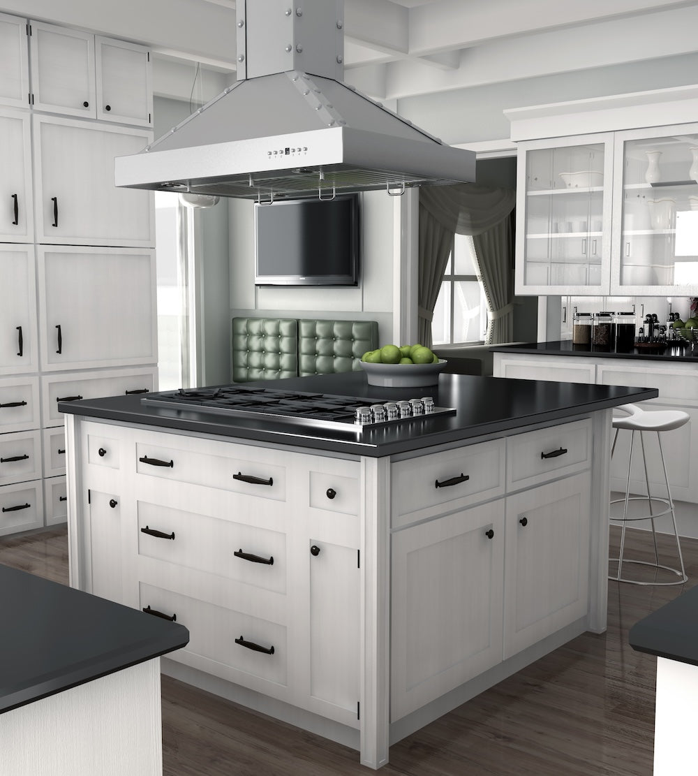 ZLINE 36 in. Designer Series Satin Stainless Steel Island Range Hood (KB2i-4SSXS-36)