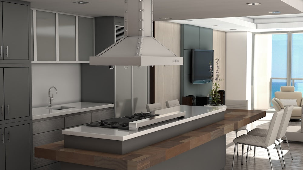 ZLINE 36 in. Designer Series Satin Stainless Steel Island Range Hood (KB2i-4SSXS-36)