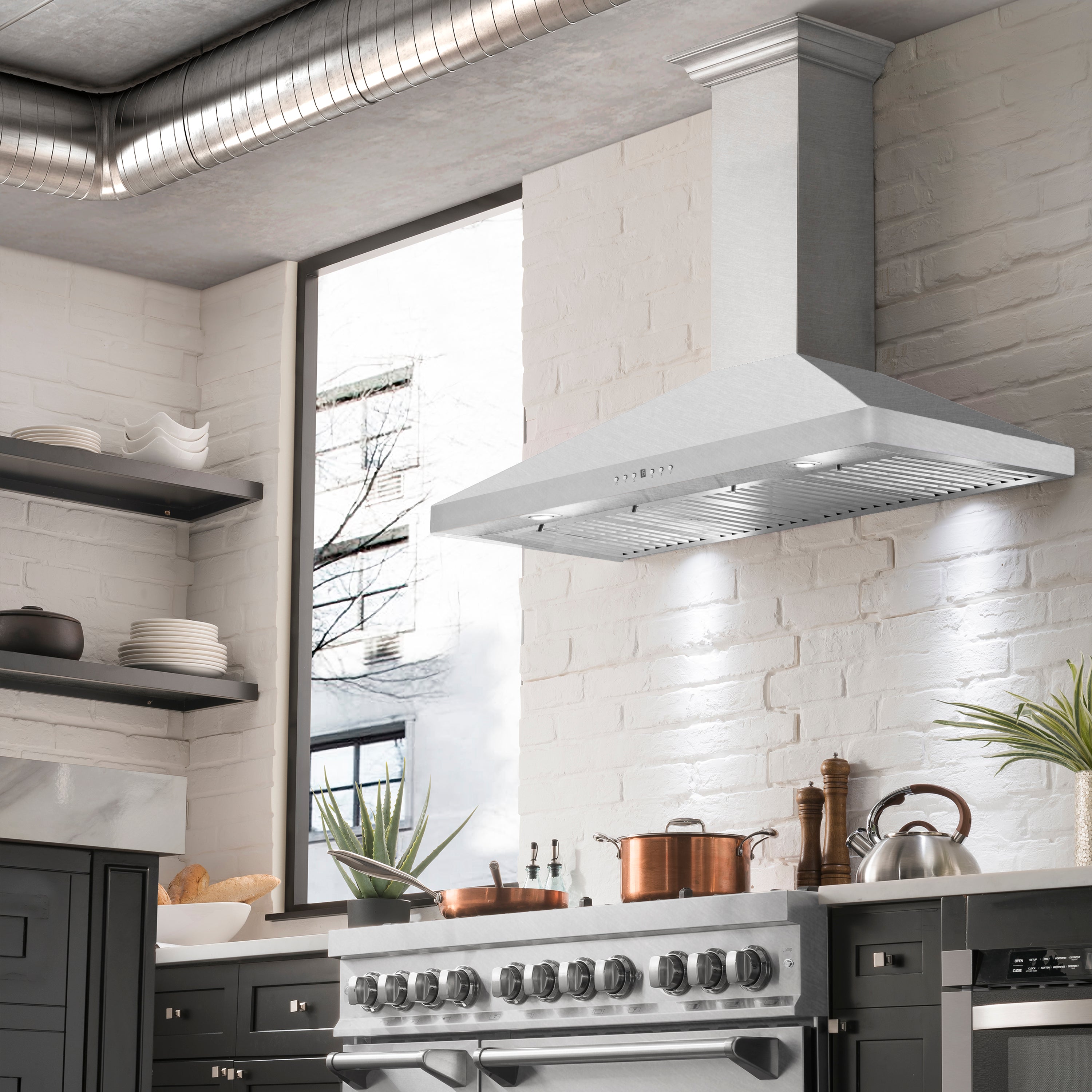 ZLINE 48" Ducted Wall Mount Range Hood in Fingerprint Resistant Stainless Steel (8KF2S-48)