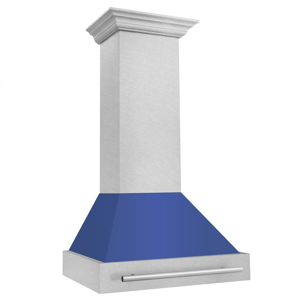ZLINE 30" Fingerprint Resistant Stainless Steel Range Hood with Blue Matte Shell (8654SNX-BM30)