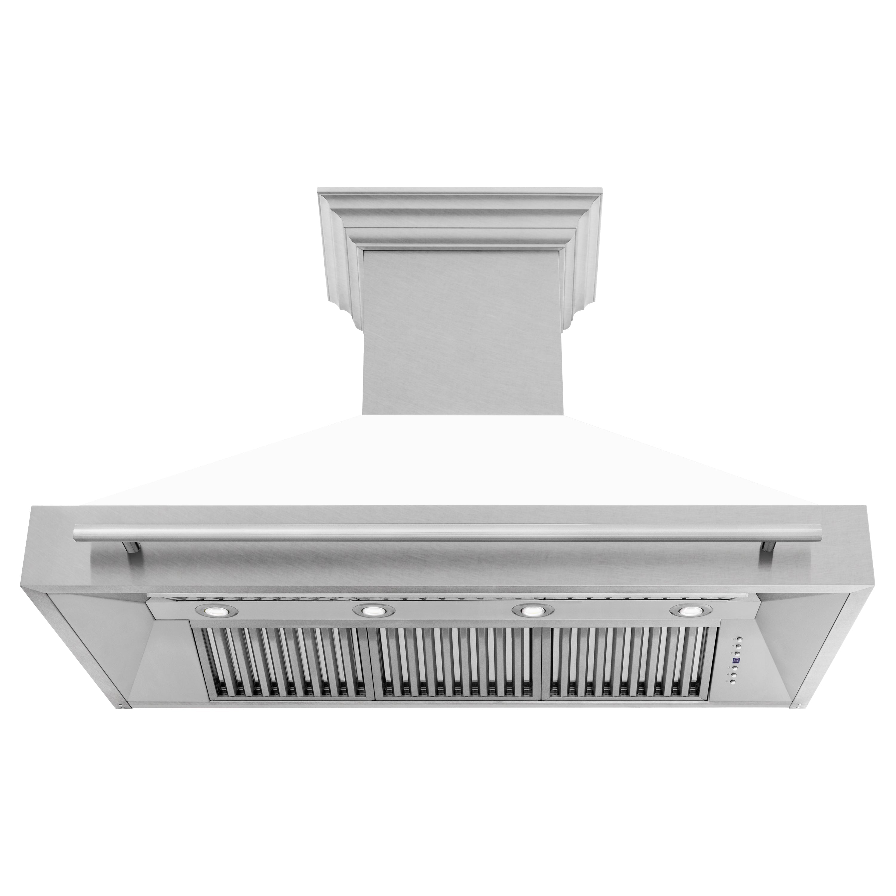 ZLINE 48" Fingerprint Resistant Stainless Steel Range Hood with White Matte Shell (8654SNX-WM48)