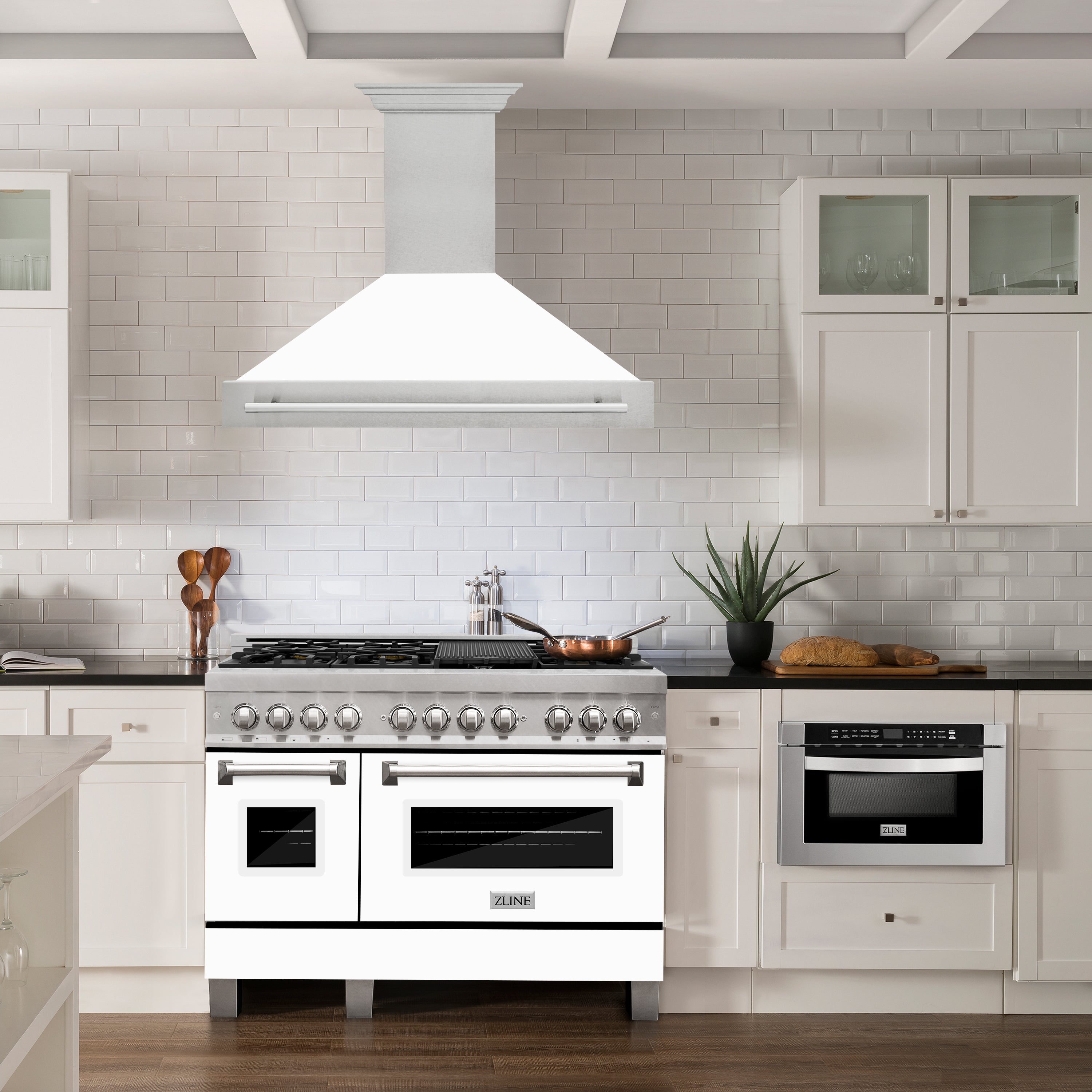 ZLINE 48" Fingerprint Resistant Stainless Steel Range Hood with White Matte Shell (8654SNX-WM48)