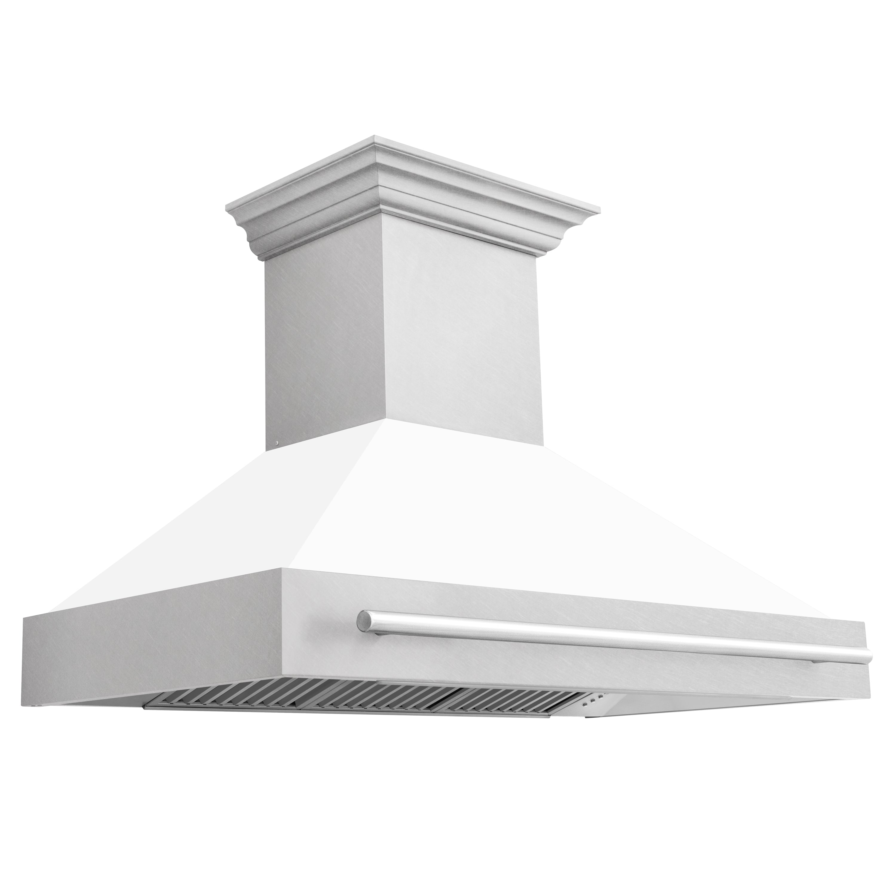 ZLINE 48" Fingerprint Resistant Stainless Steel Range Hood with White Matte Shell (8654SNX-WM48)