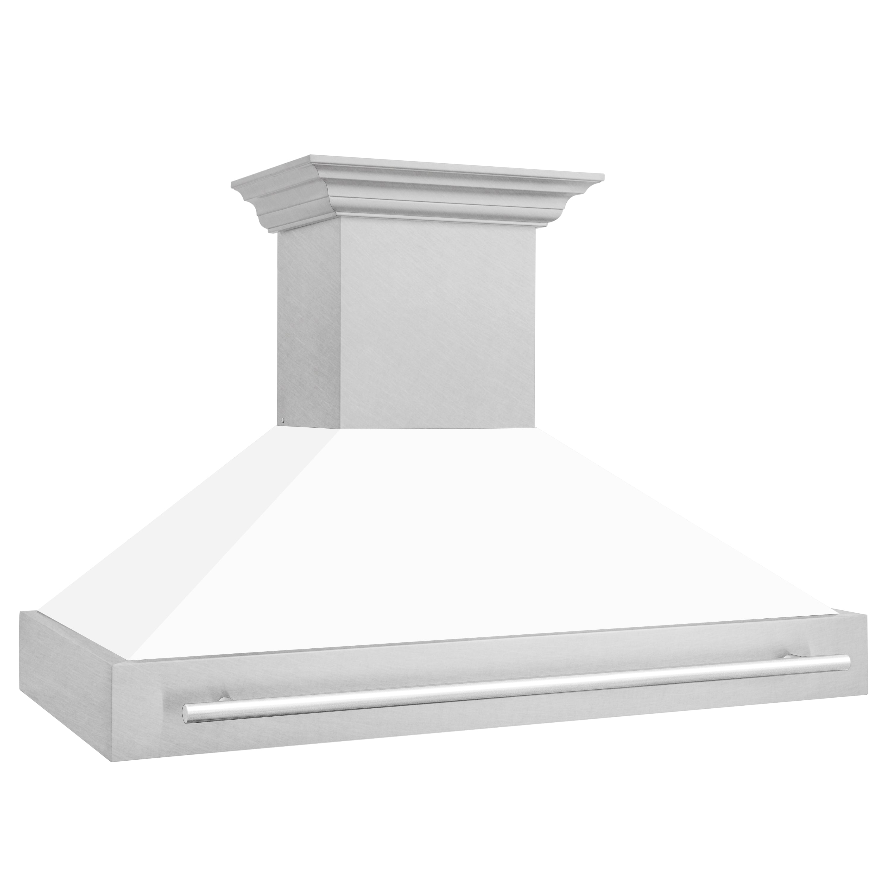 ZLINE 48" Fingerprint Resistant Stainless Steel Range Hood with White Matte Shell (8654SNX-WM48)