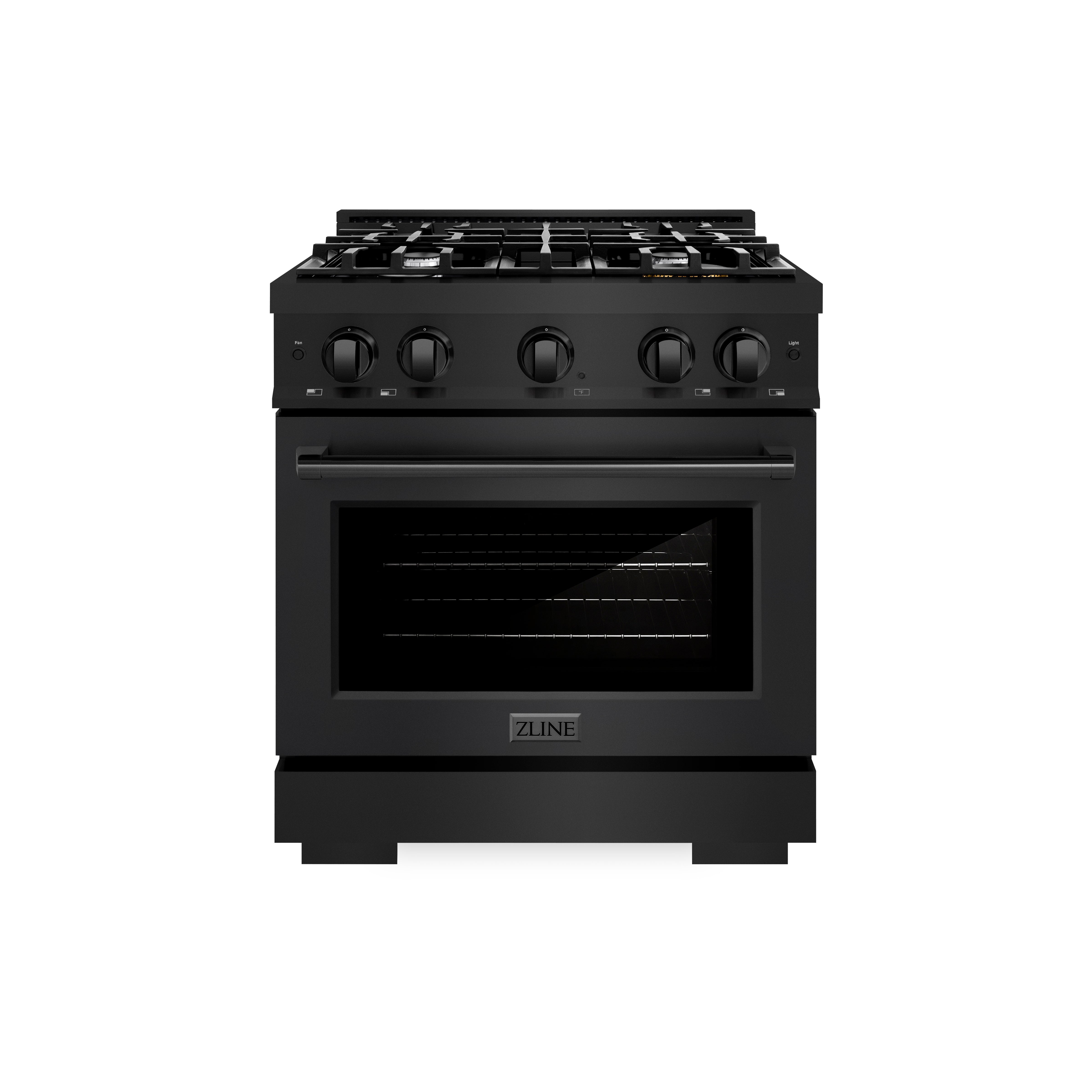 ZLINE 30 in. 4.2 cu. ft. Select Dual Fuel Range with 4 Burner Gas Cooktop and Electric Convection Oven in Black Stainless Steel (HDRB-30)