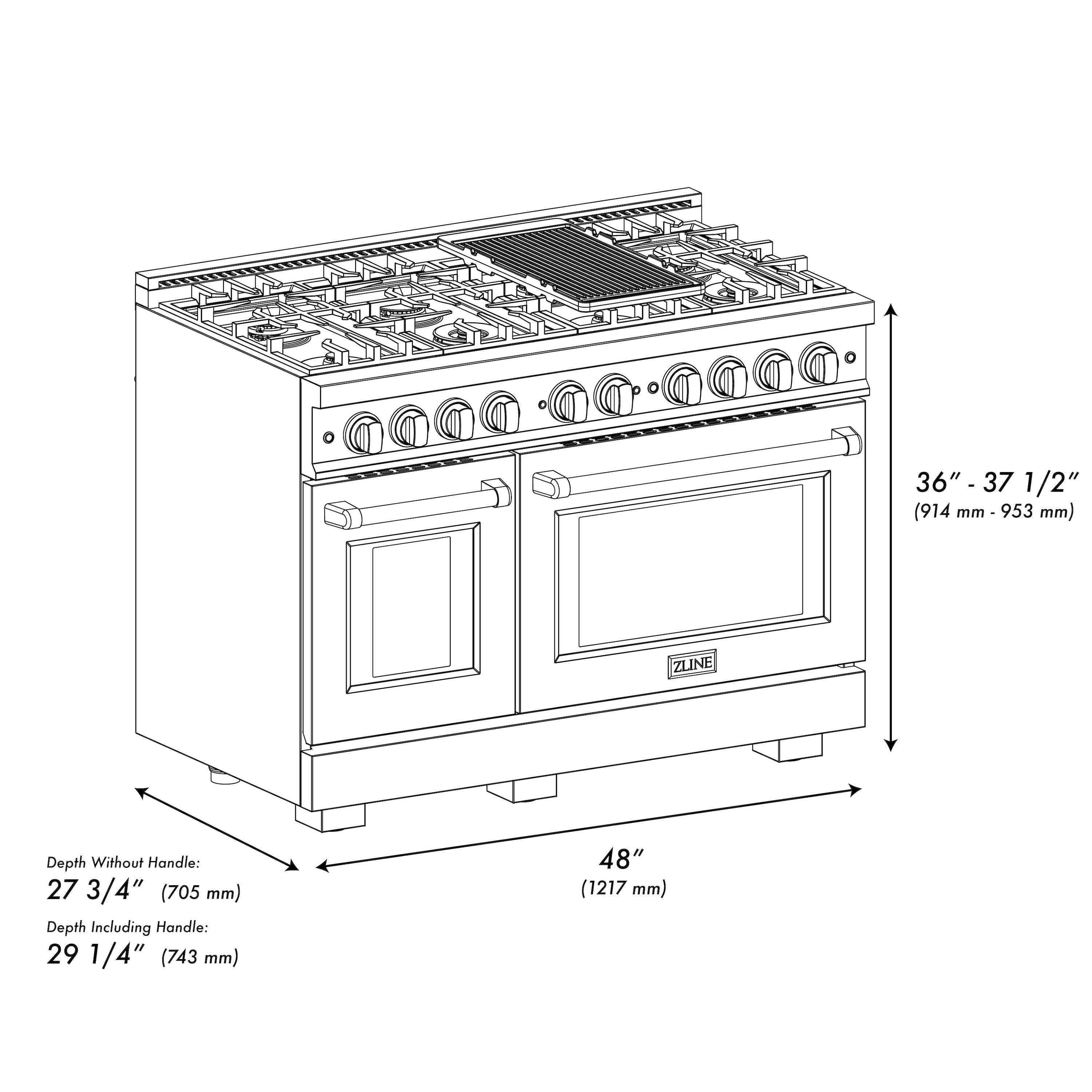 ZLINE Autograph Edition 48 in. 6.7 cu. ft. Select Double Oven Dual Fuel Range with 8 Burner Gas Cooktop in Satin Stainless Steel with White Matte Doors and Matte Black Accents (HDRSZ-WM-48-MB)