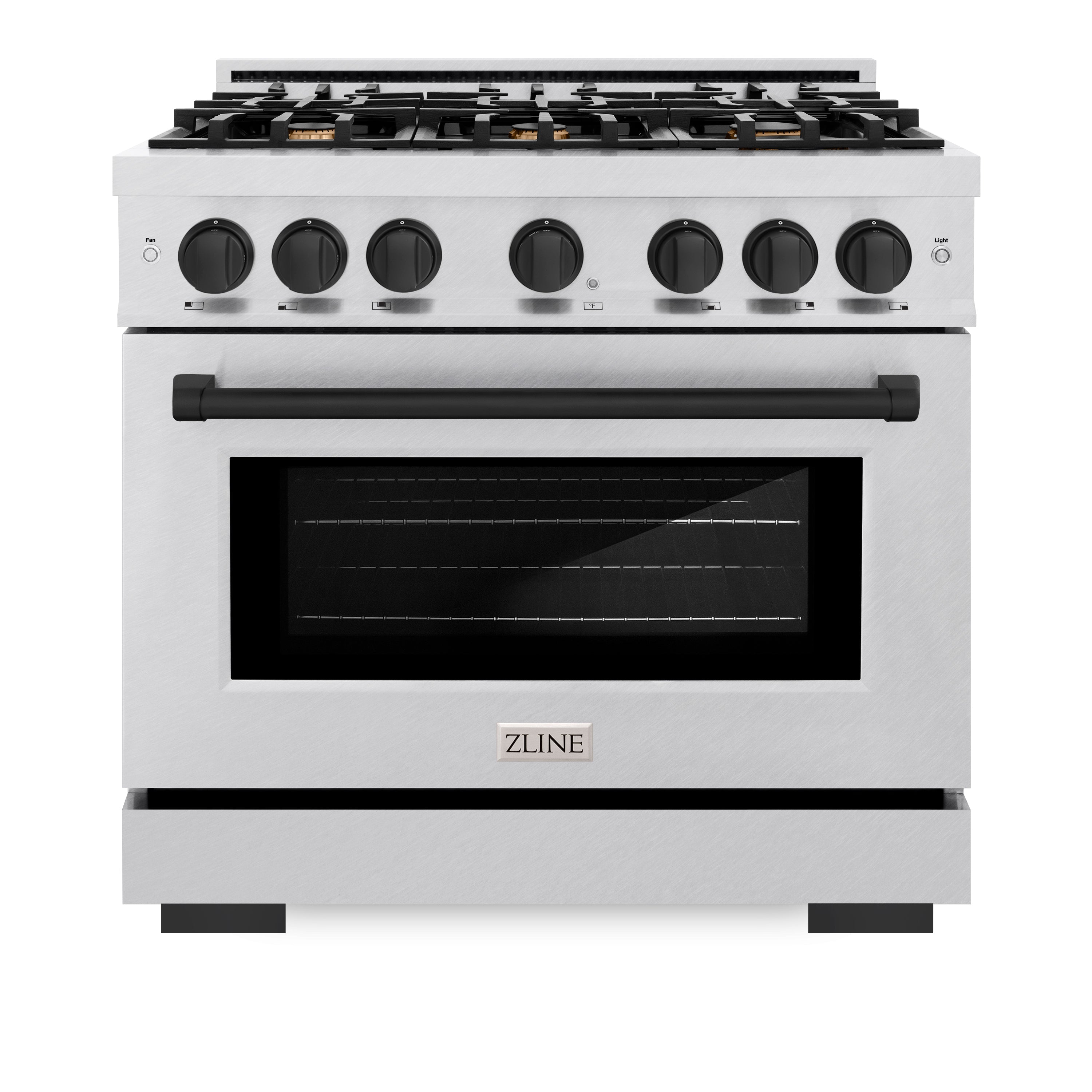 ZLINE Autograph Edition 36 in. 5.2 cu. ft. Select Gas Range with 6 Burner Cooktop and Convection Gas Oven in Satin Stainless Steel and Matte Black Accents (HGRSZ-36-MB)
